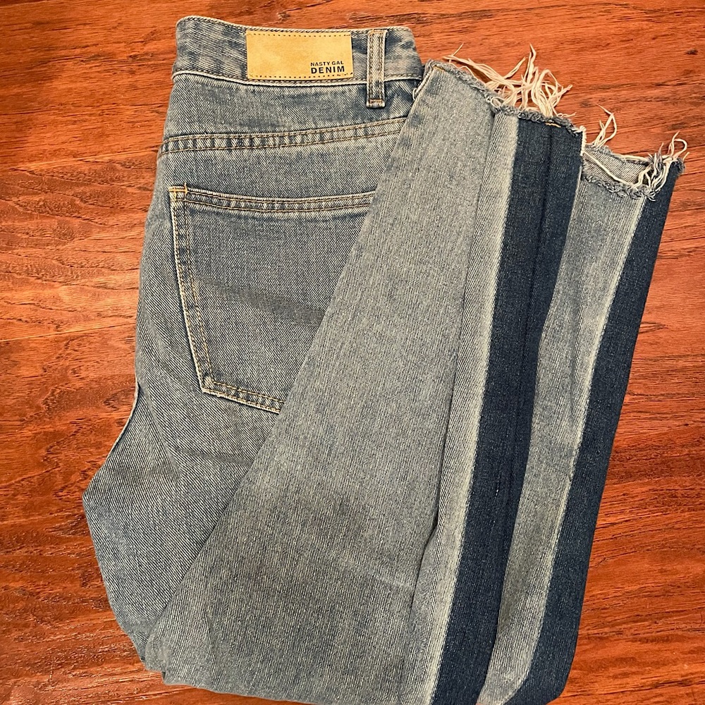Two tone denim jeans